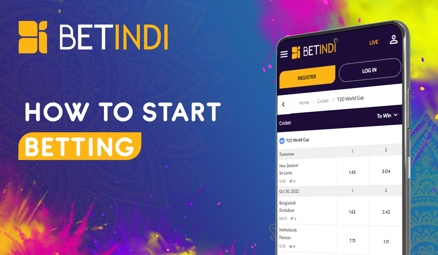 Step by step instruction on how to start betting on the Betindi site 