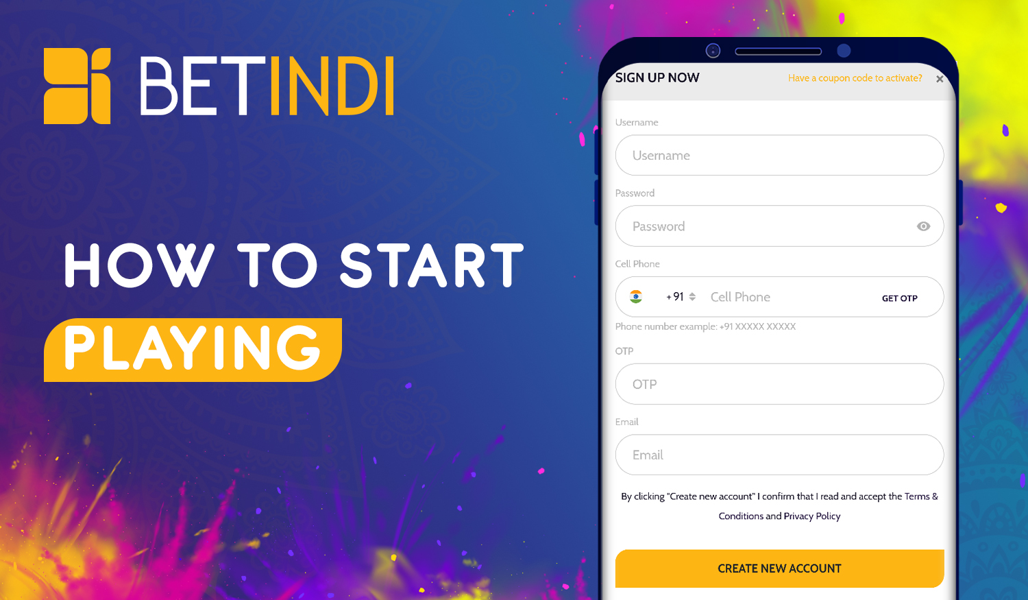 How to start playing on Betindi: registering a new profile