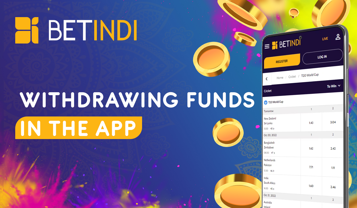How Indian members can withdraw funds from Betindi using mobile app